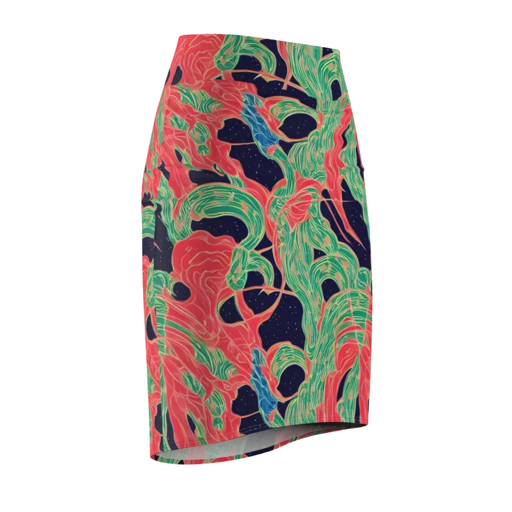 Midnight Jungle on Pencil Skirt — Front Side