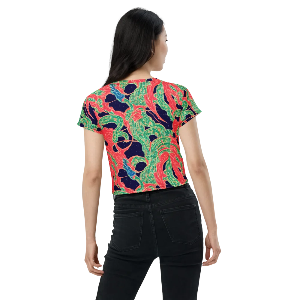 Midnight Jungle on Crop Tee — Back