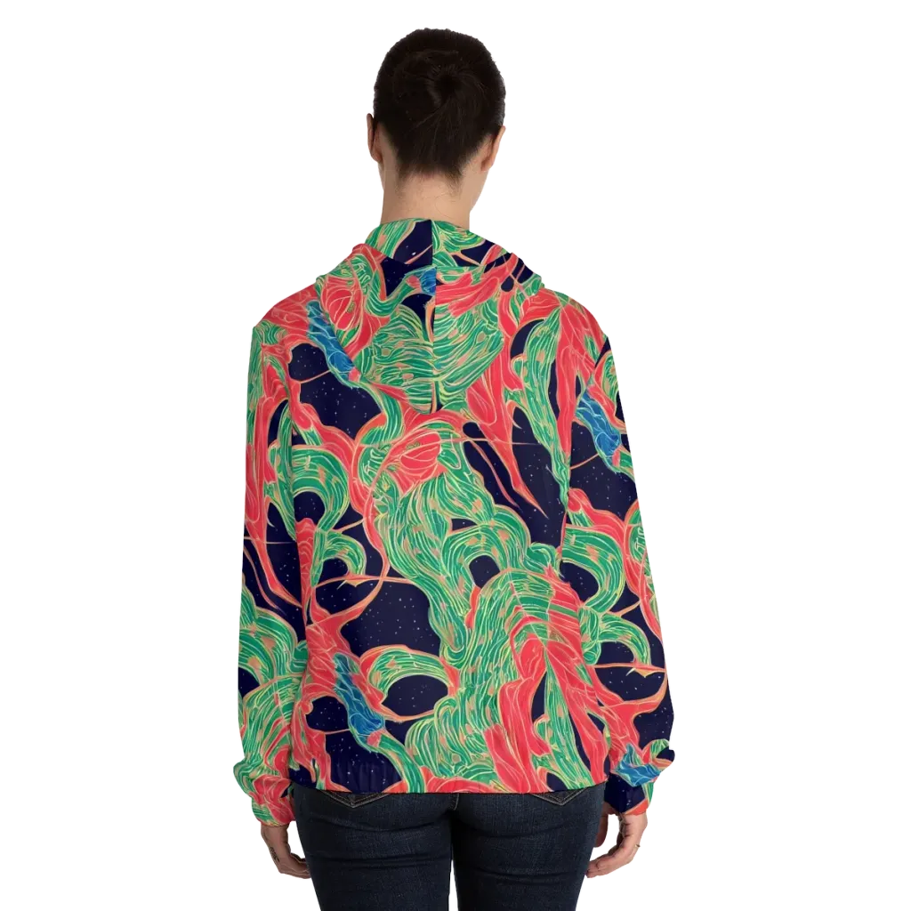 Midnight Jungle on Women's Full-Zip Hoodie — Back On Person