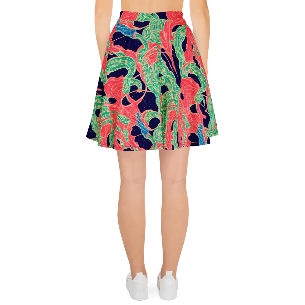 Midnight Jungle on Skater Skirt — Back
