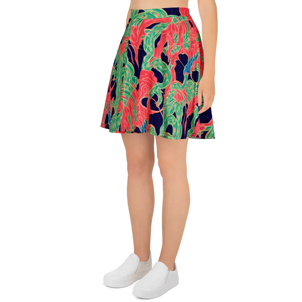 Midnight Jungle on Skater Skirt — Left