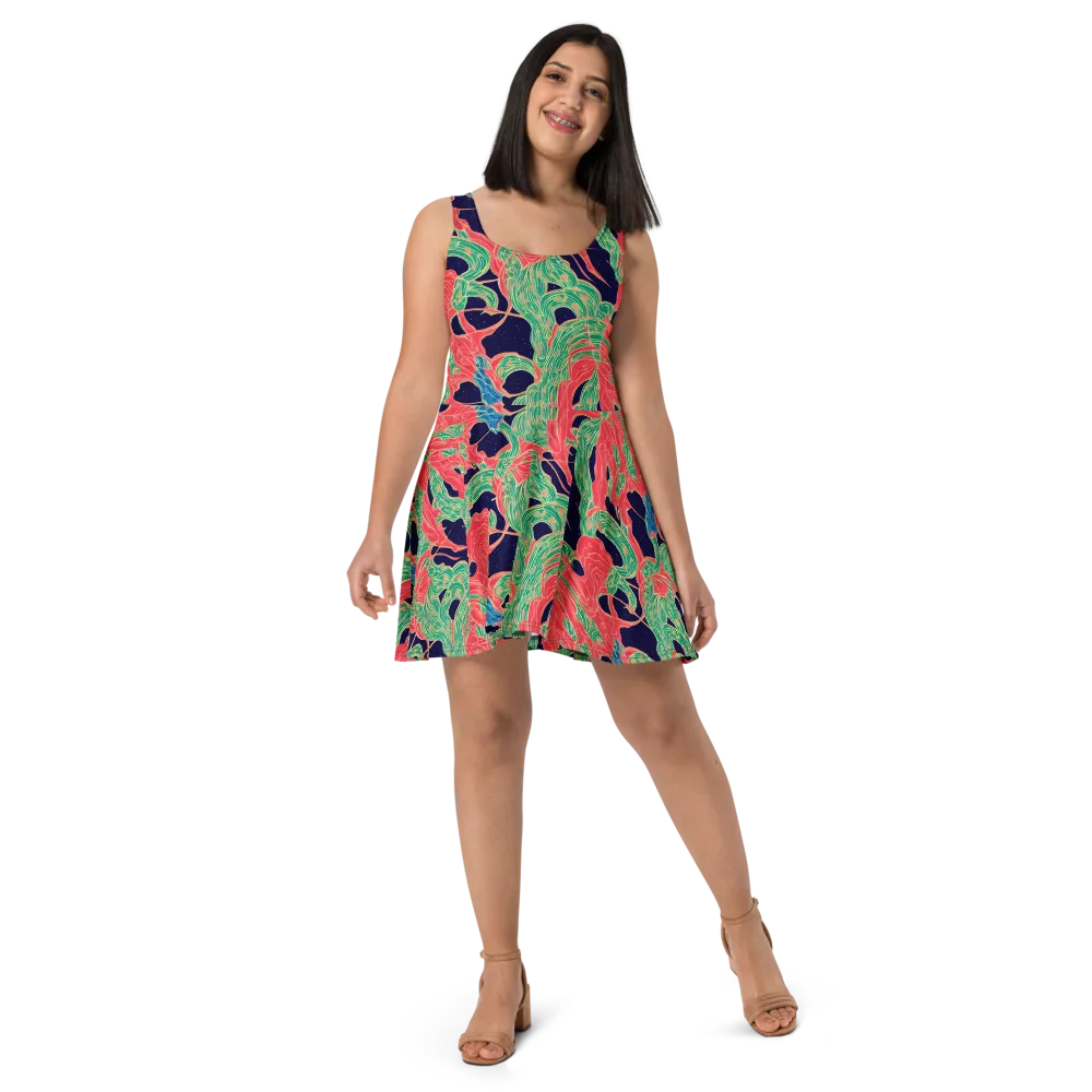 Midnight Jungle on Skater Dress — Front