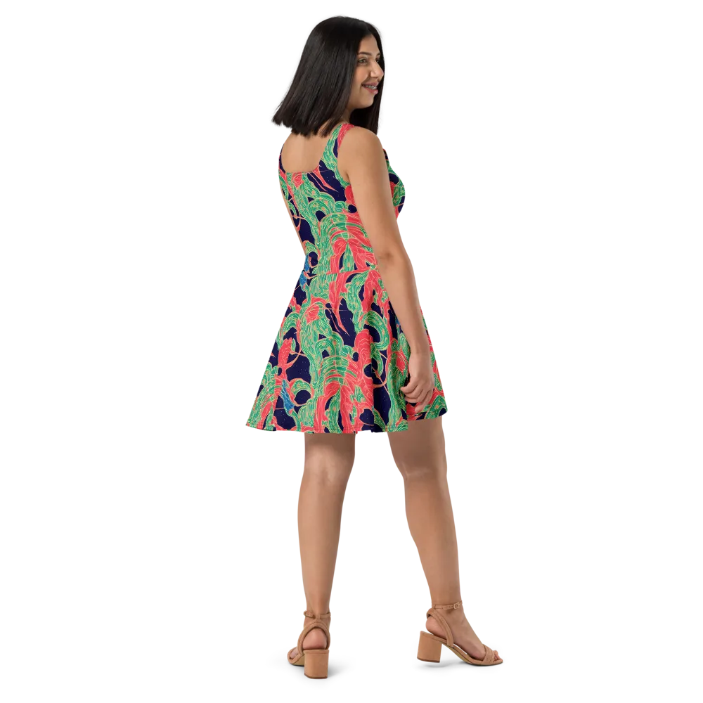 Midnight Jungle on Skater Dress — Right