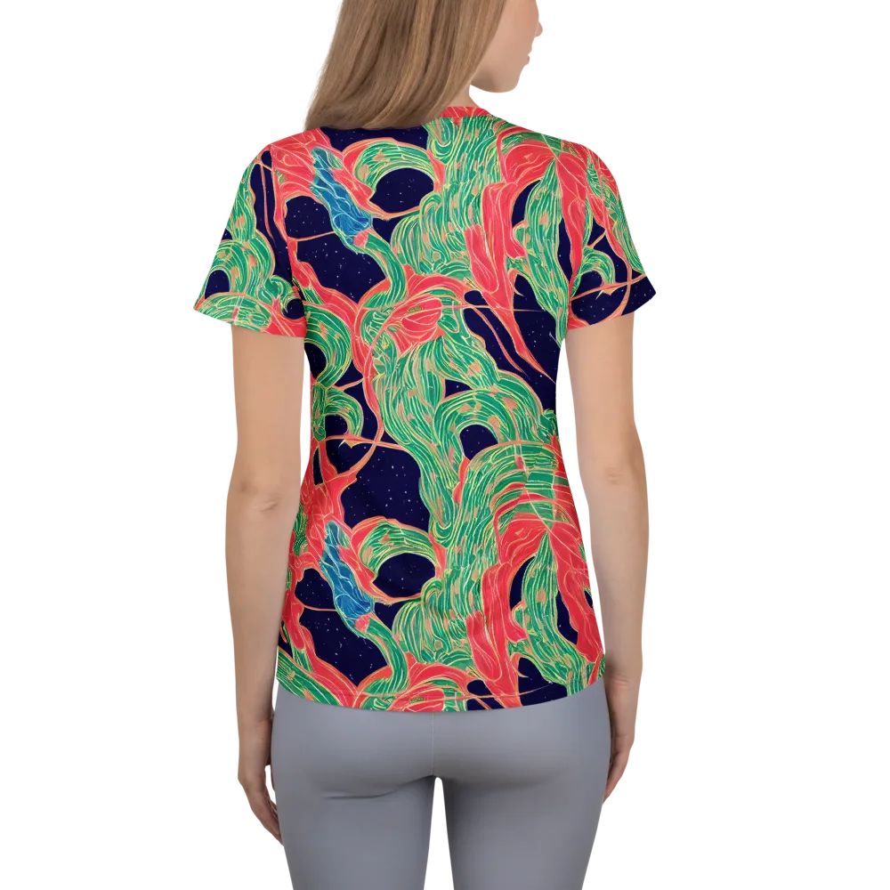 Midnight Jungle on Women's Athletic T-Shirt — Back