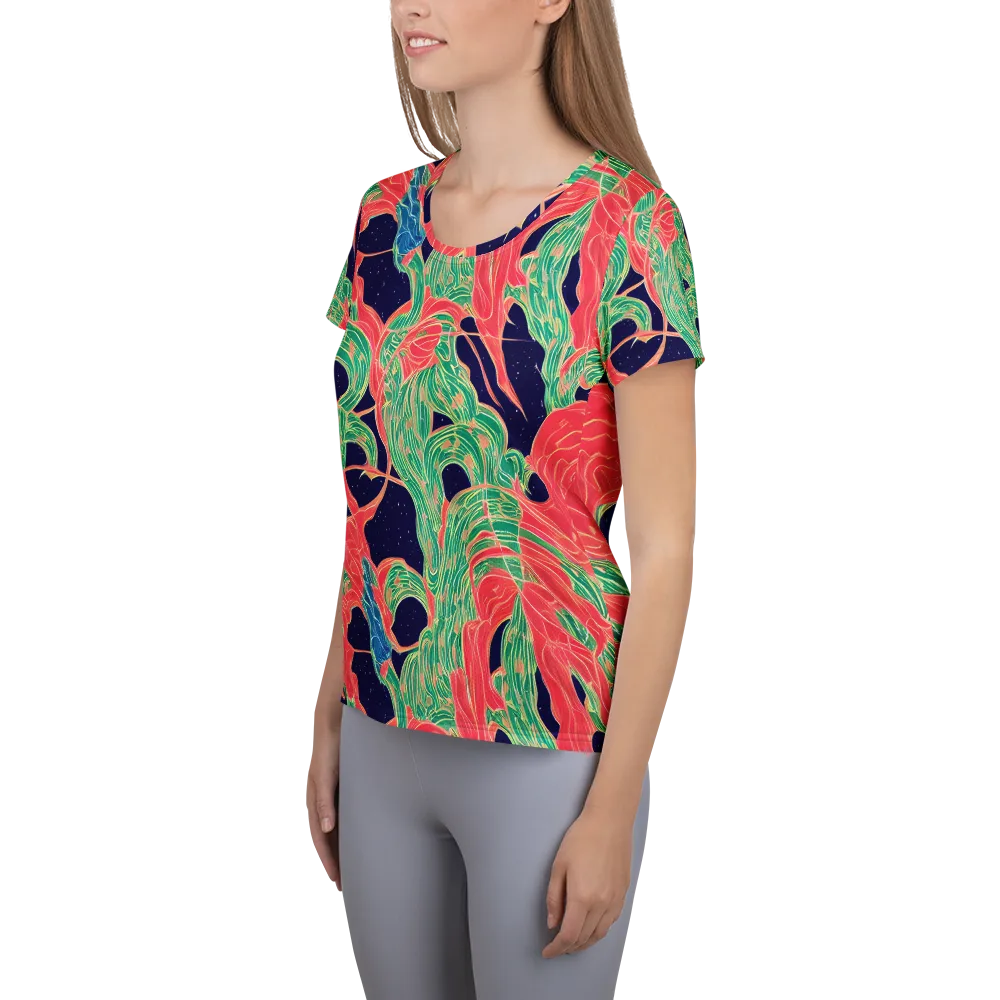 Midnight Jungle on Women's Athletic T-Shirt — Left