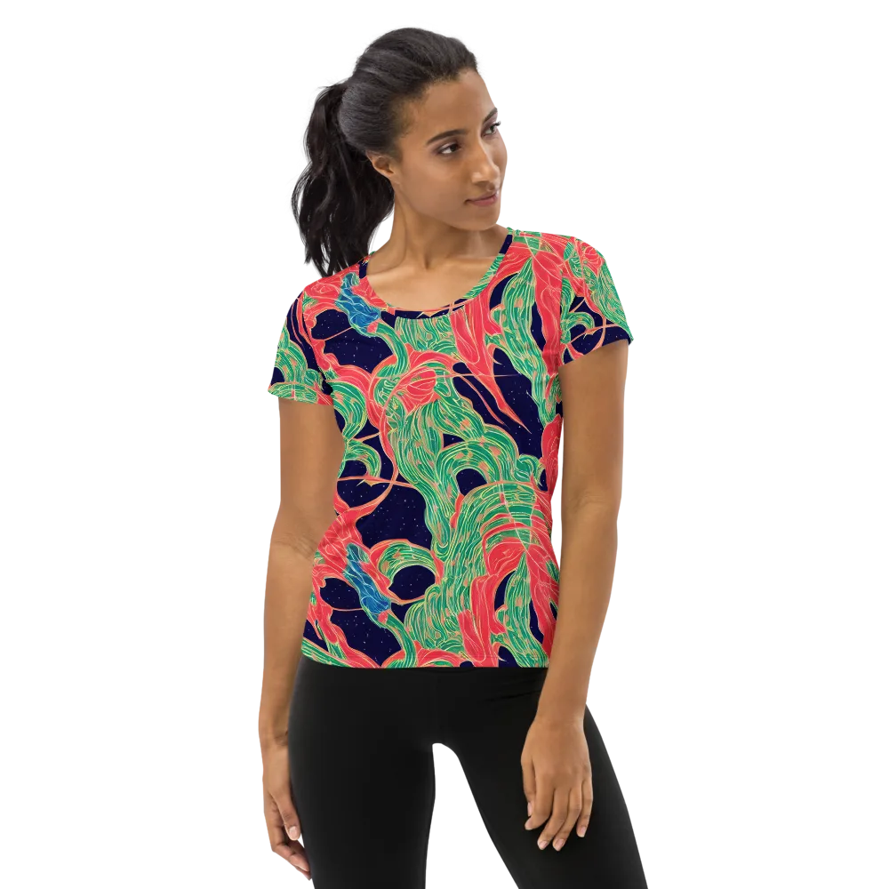 Midnight Jungle on Women's Athletic T-Shirt — Front