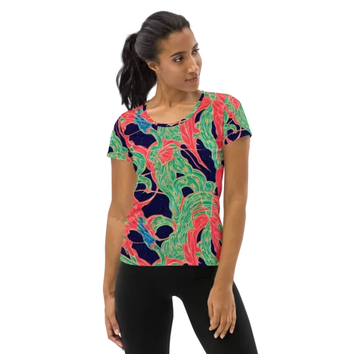 Midnight Jungle on a Women's Athletic T-Shirt