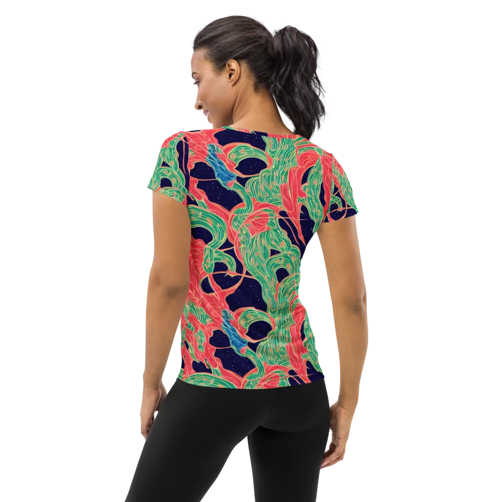 Midnight Jungle on Women's Athletic T-Shirt — Back