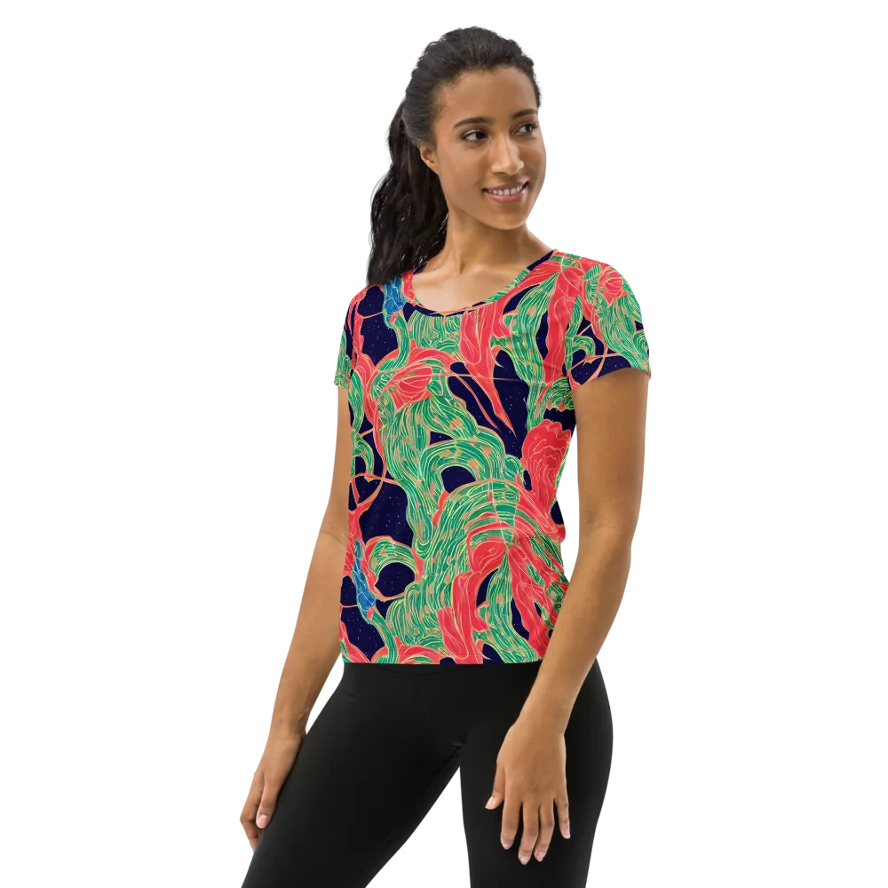 Midnight Jungle on Women's Athletic T-Shirt — Left