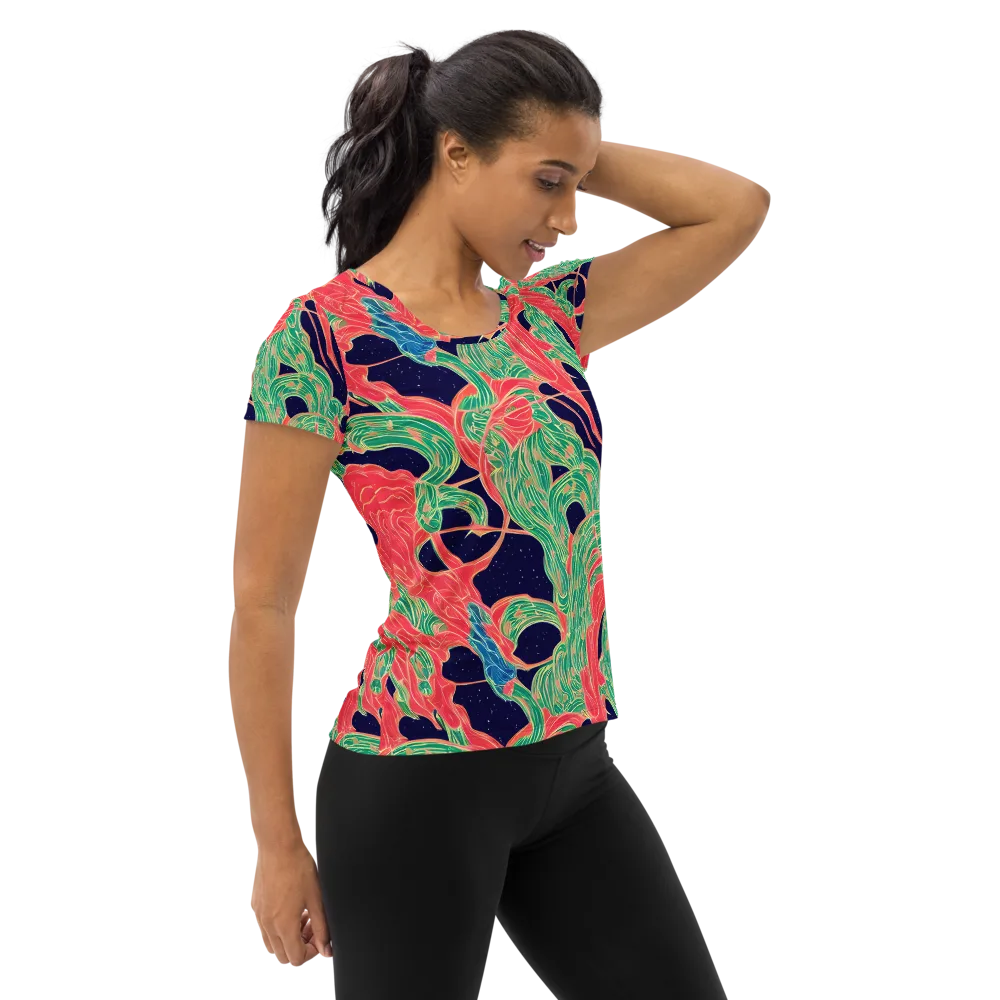 Midnight Jungle on Women's Athletic T-Shirt — Right