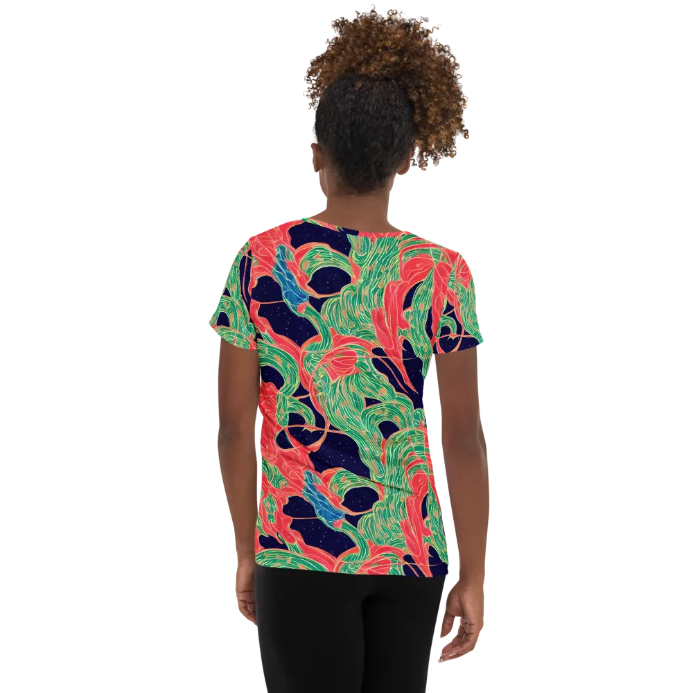 Midnight Jungle on Women's Athletic T-Shirt — Back