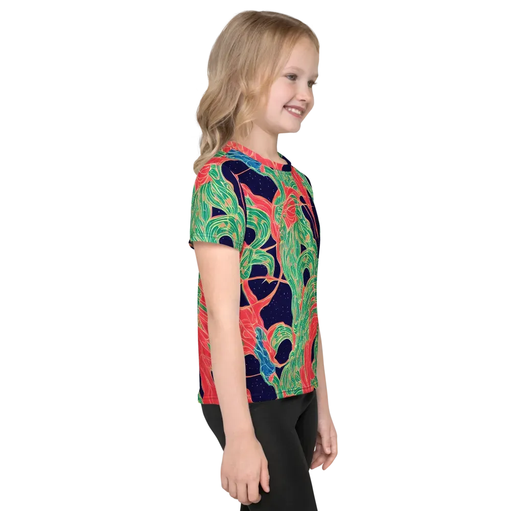 Midnight Jungle on Kids Crew Neck T-Shirt — Right