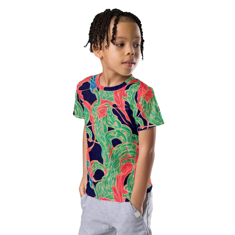 Midnight Jungle on Kids Crew Neck T-Shirt — Left Front