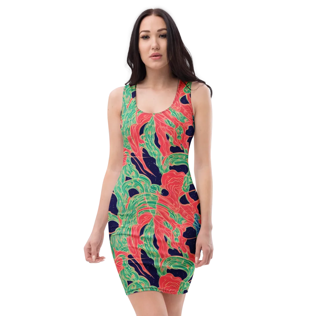 Midnight Jungle on Bodycon Dress — Front