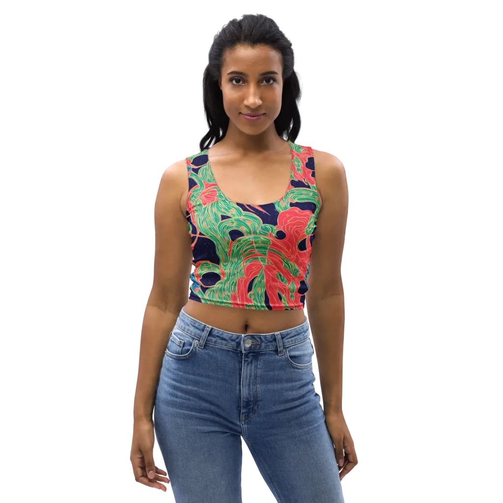 Midnight Jungle on Crop Top — Front