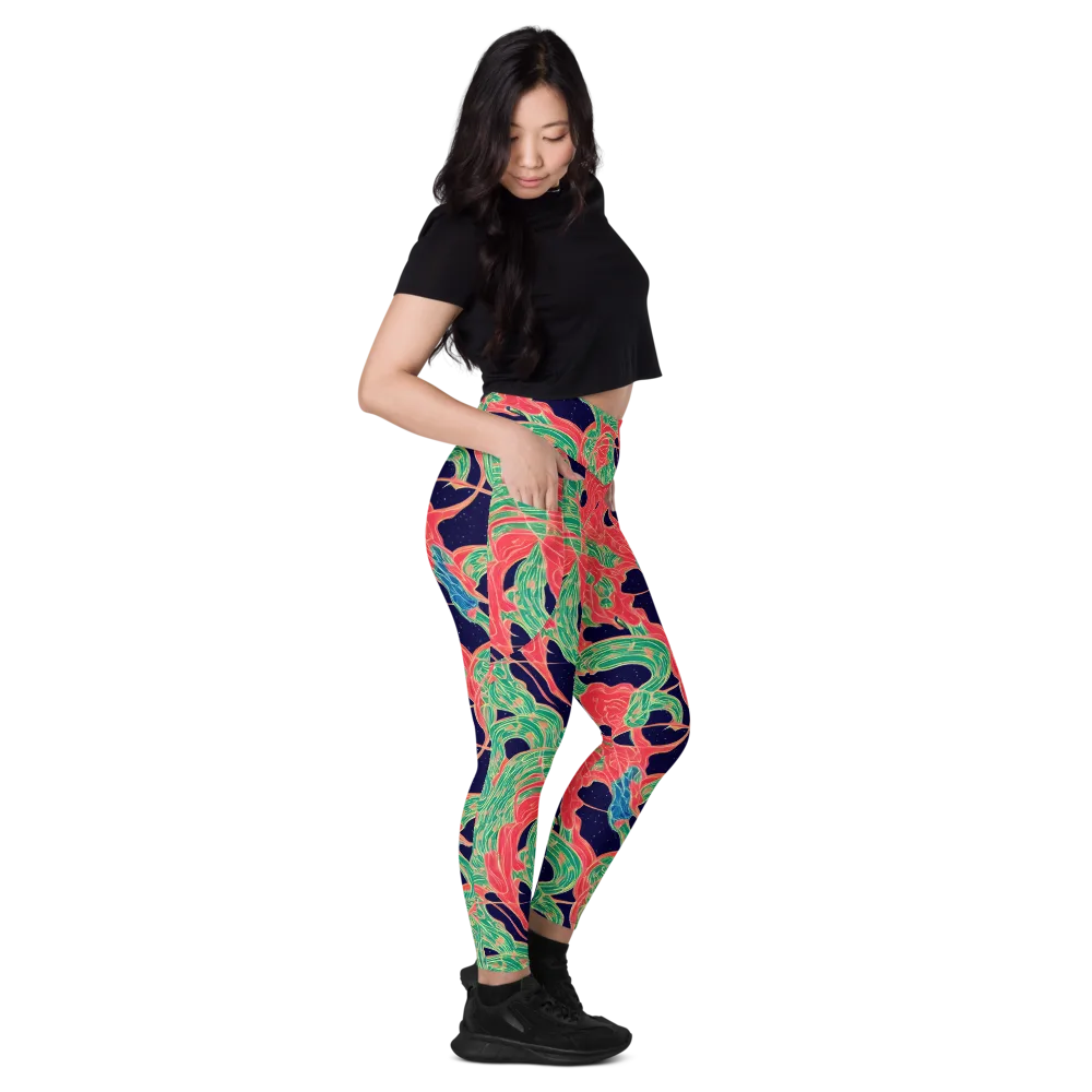 Midnight Jungle on Leggings with Pockets — Right