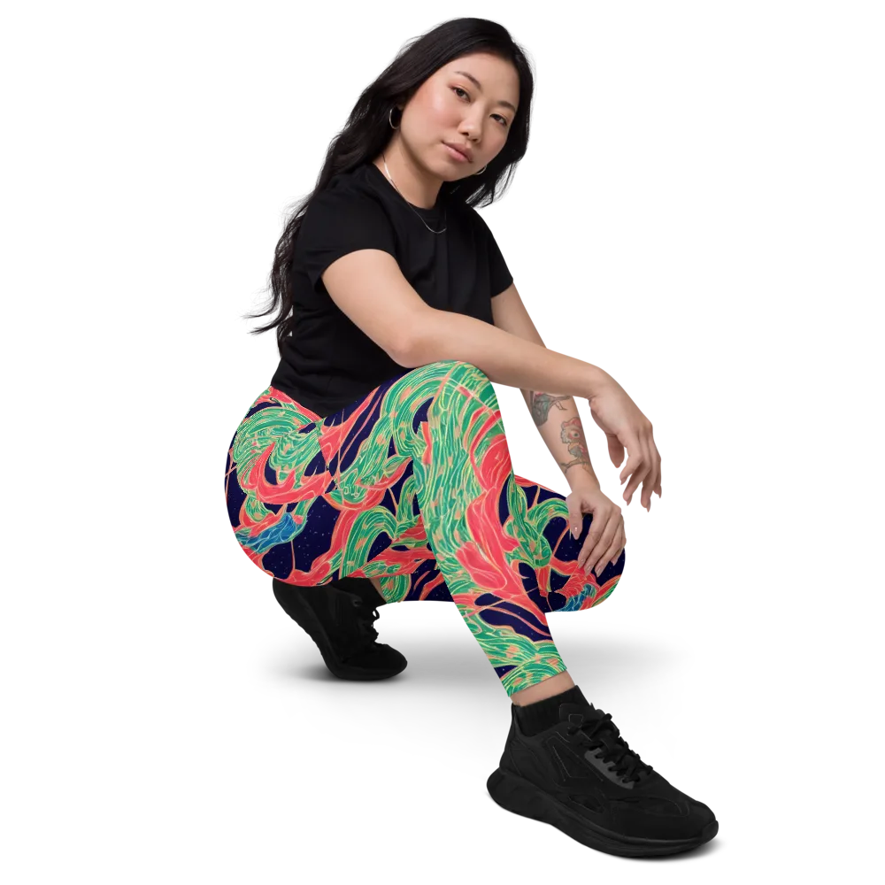 Midnight Jungle on Leggings with Pockets — Right Front