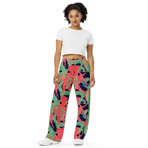 Midnight Jungle on a Wide-Leg Pants