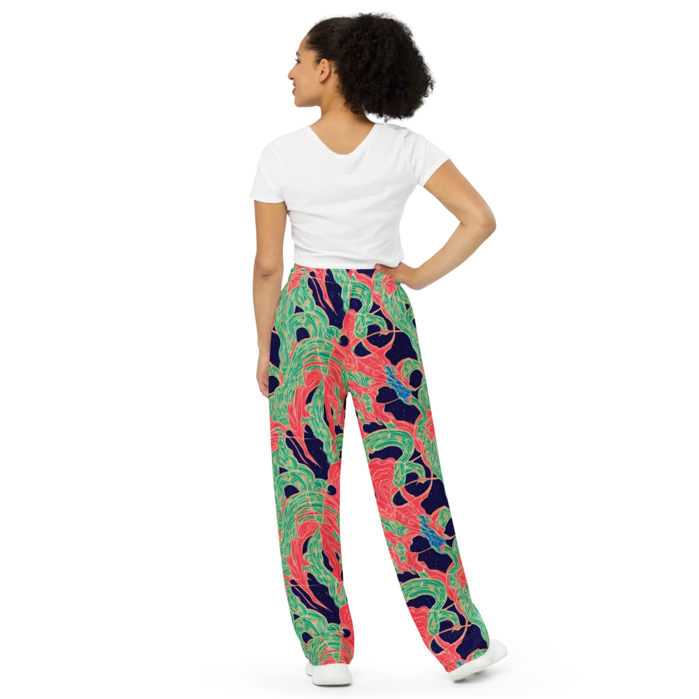 Midnight Jungle on Wide-Leg Pants — Back