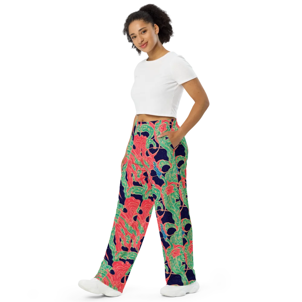 Midnight Jungle on Wide-Leg Pants — Left Front