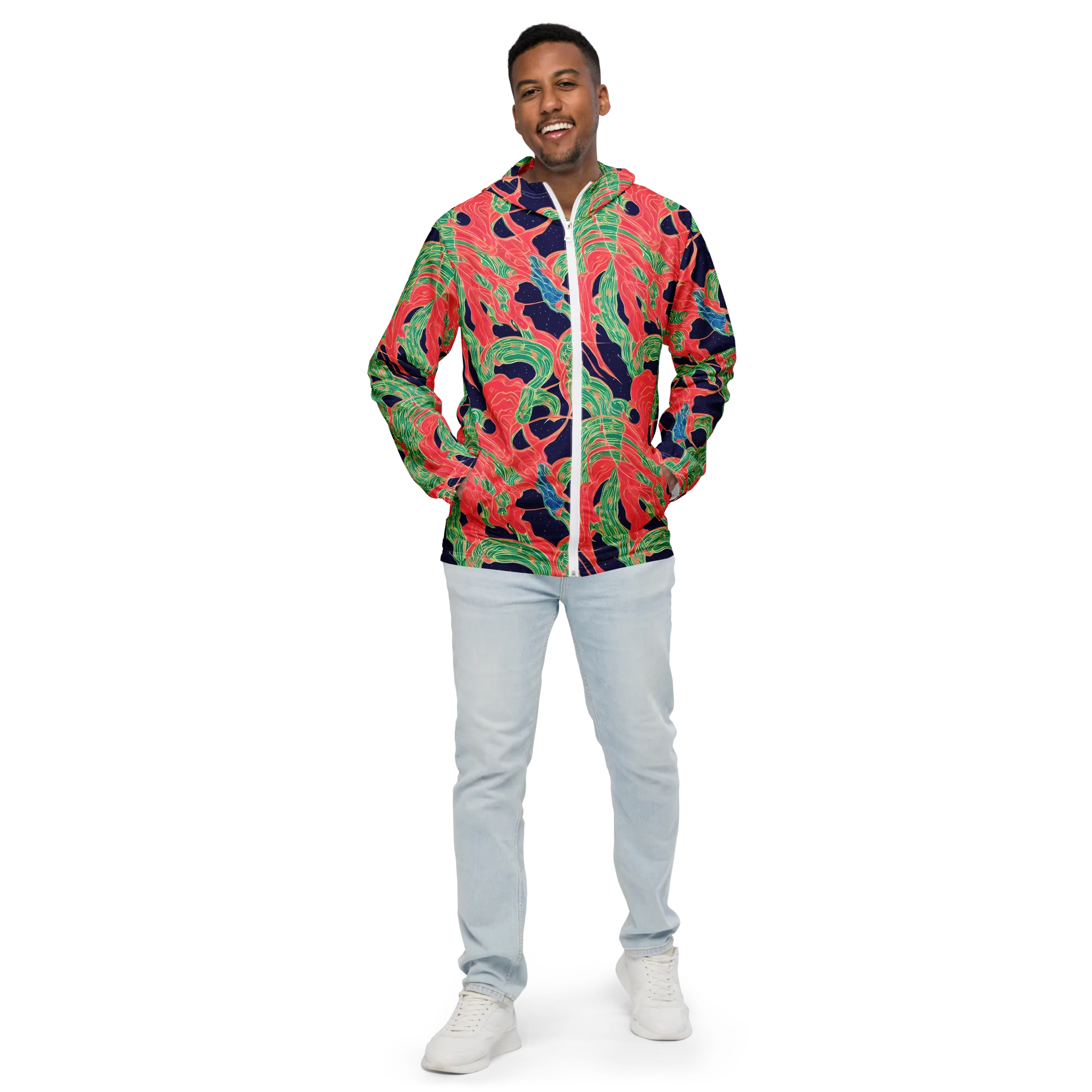 Midnight Jungle on Men's Windbreaker — Front