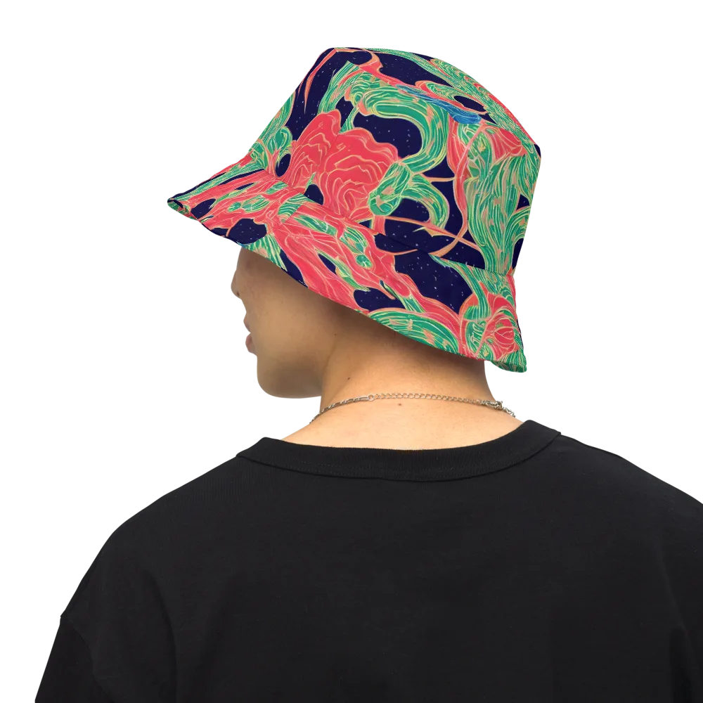 Midnight Jungle on Reversible Bucket Hat — Back Inside