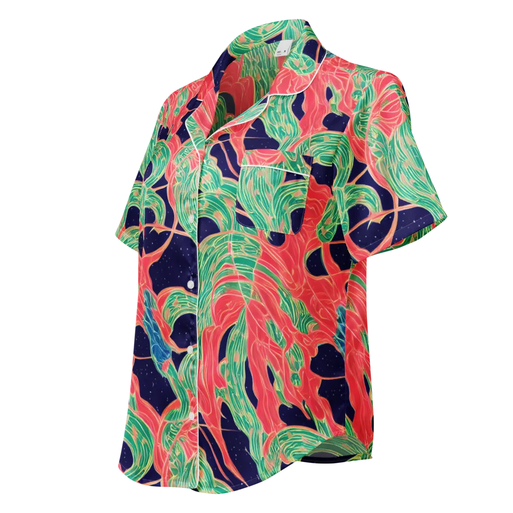 Midnight Jungle on Women's Short Sleeve Pajama Top — Left Front