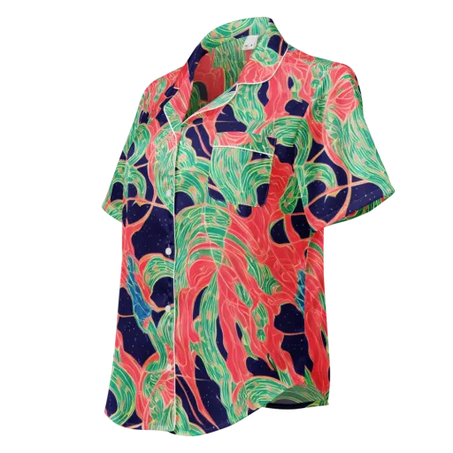 Midnight Jungle on a Women's Short Sleeve Pajama Top