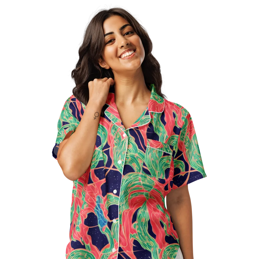 Midnight Jungle on Women's Short Sleeve Pajama Top — Front