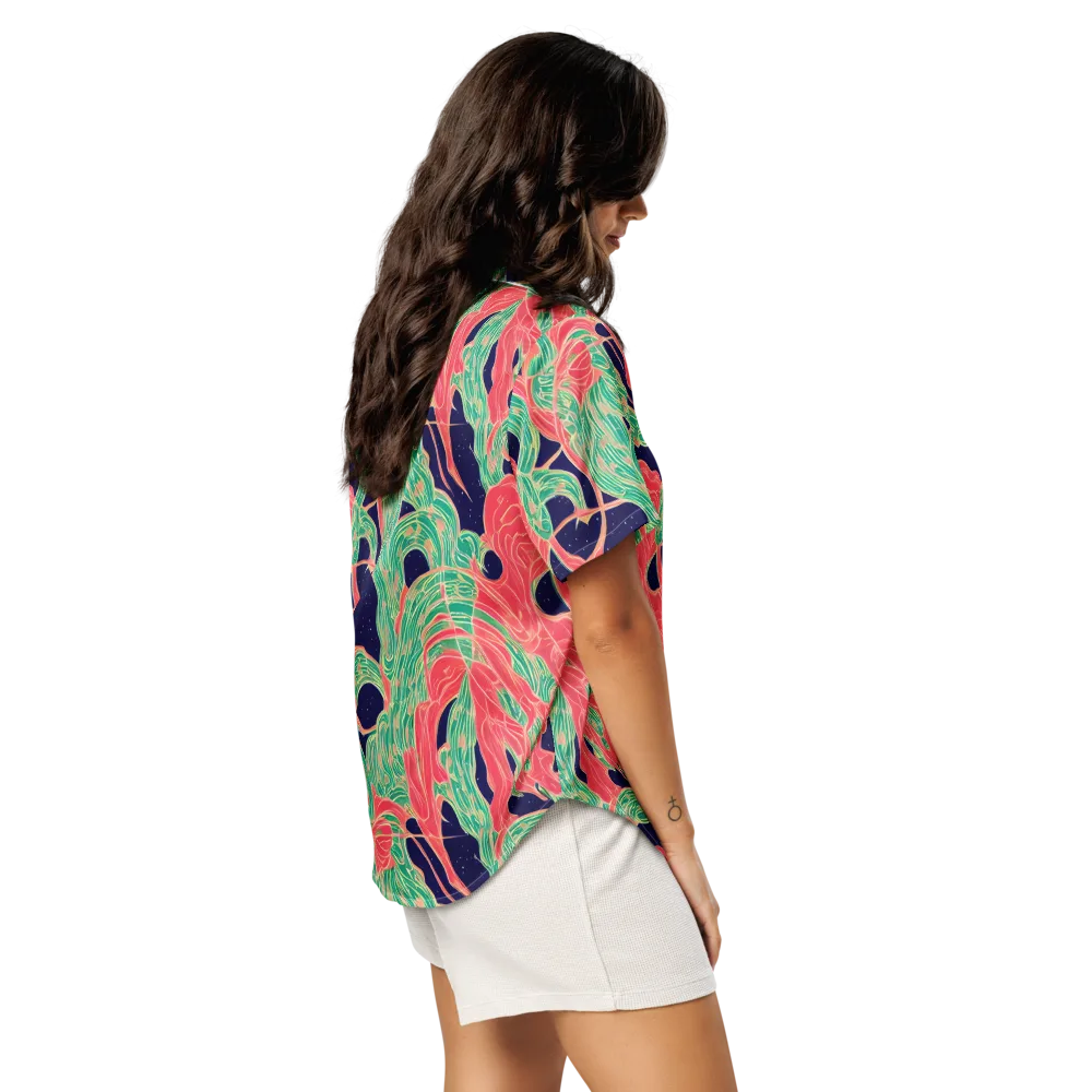 Midnight Jungle on Women's Short Sleeve Pajama Top — Right Back