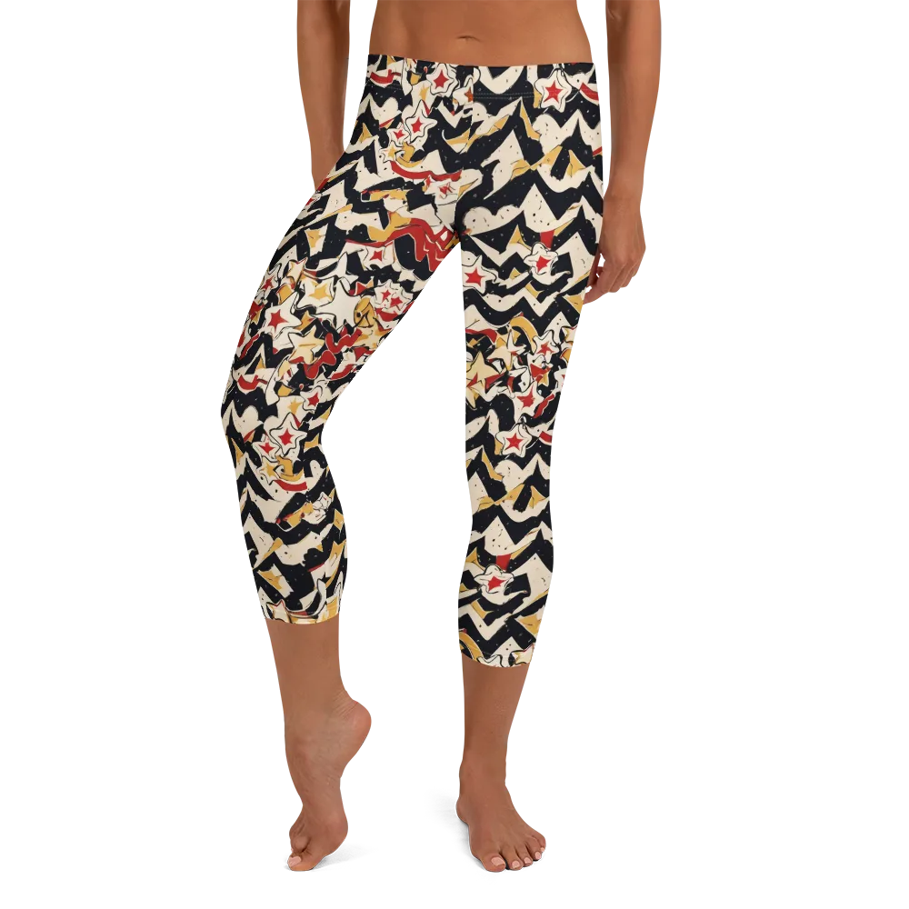 Riot of Stars on Capri Leggings — Front