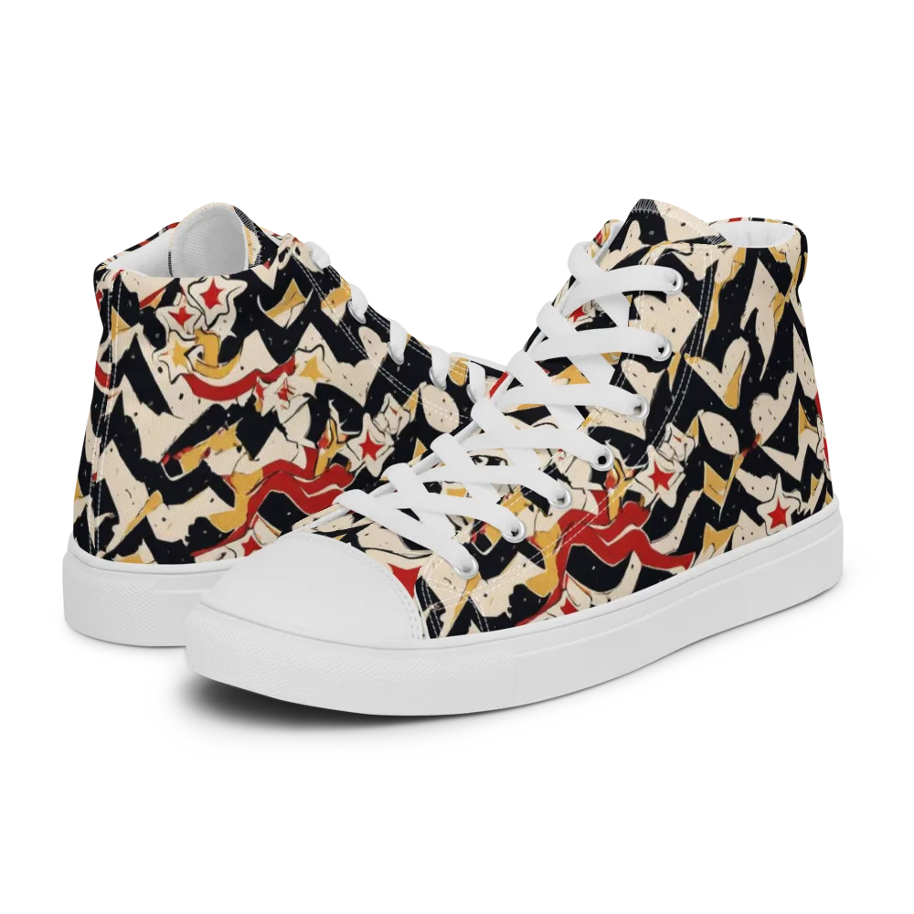 Riot of Stars on Men's High Top Canvas Shoes — Left
