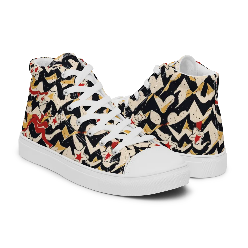 Riot of Stars on Men's High Top Canvas Shoes — Right