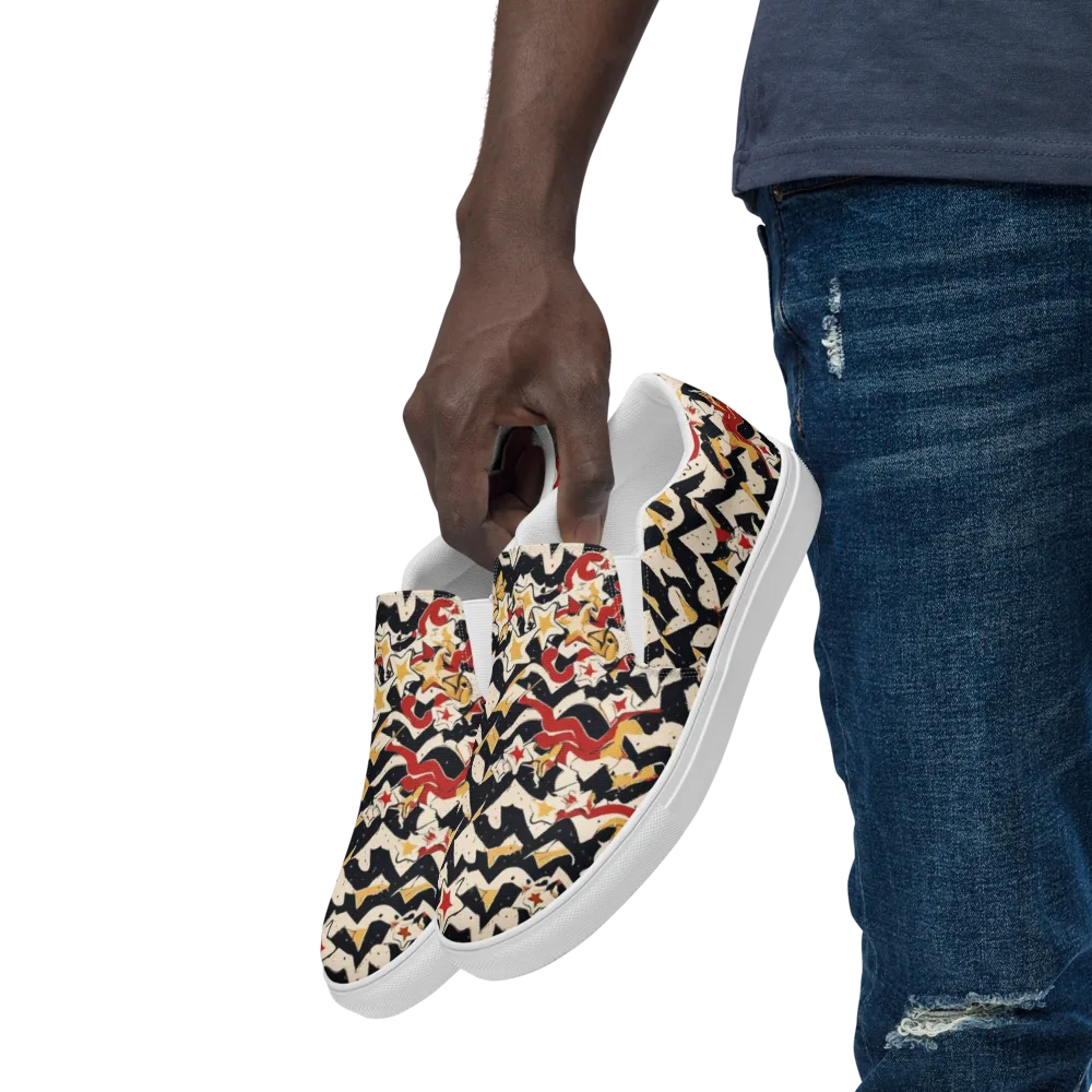 Riot of Stars on Men's Slip-On Canvas Shoes — Left Front