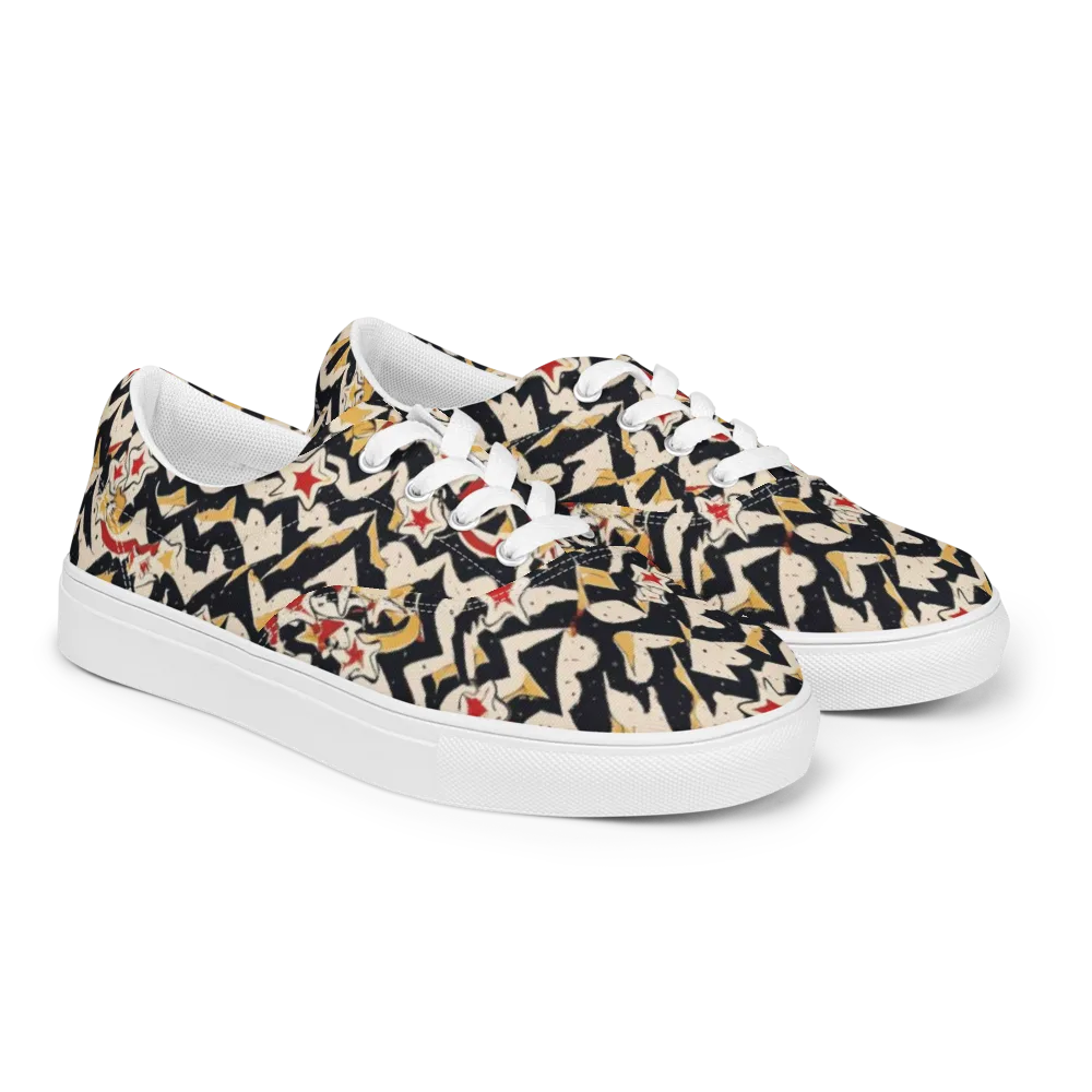 Riot of Stars on Men's Lace-Up Canvas Shoes — Right Front
