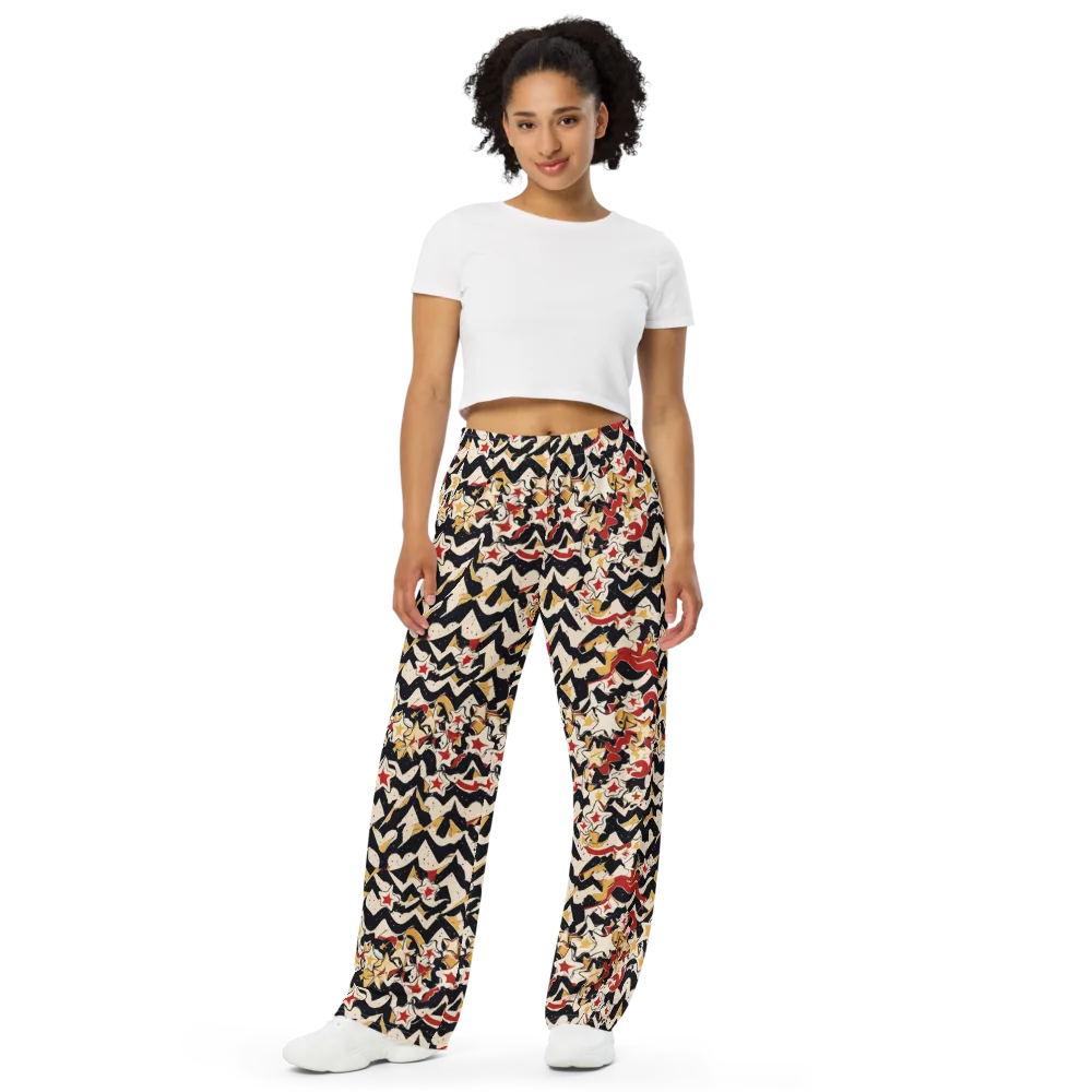 Riot of Stars on Wide-Leg Pants — Front