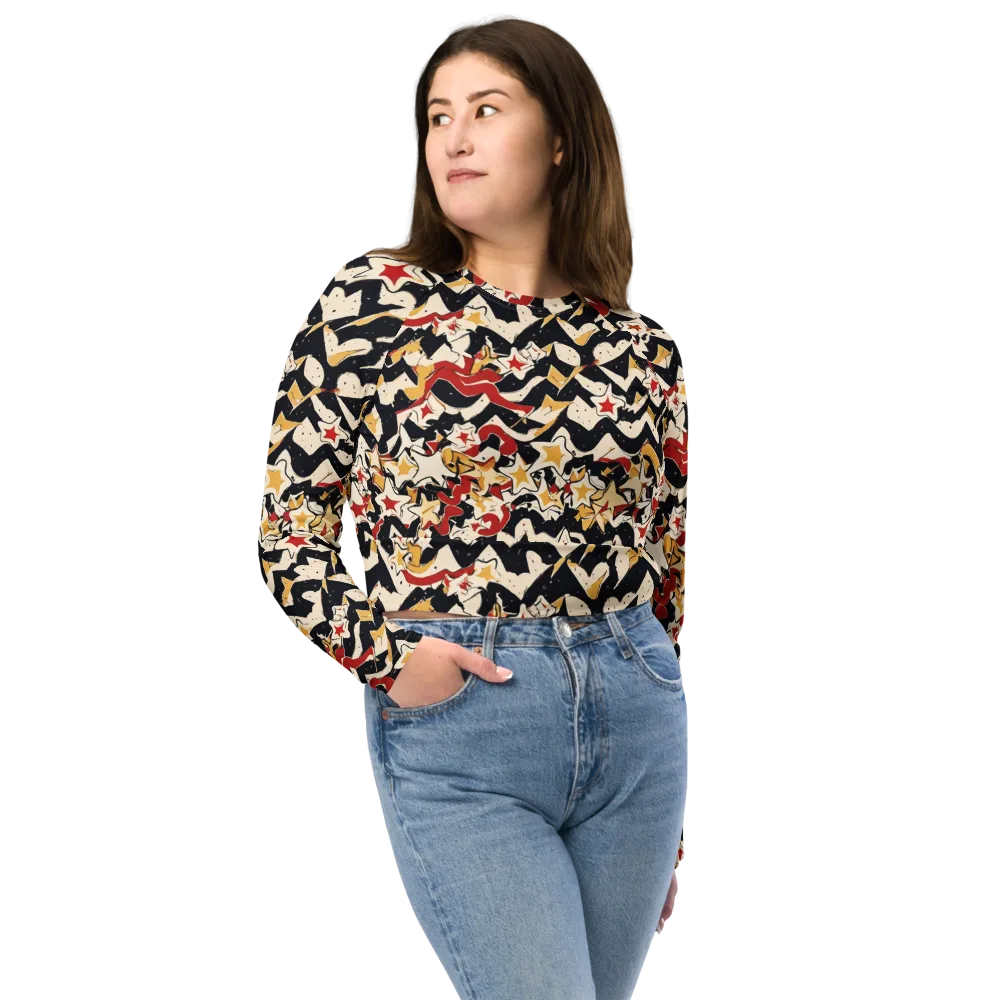 Riot of Stars on Long Sleeve Crop Top — Front