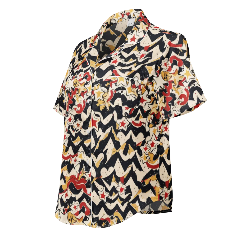 Riot of Stars on Women's Short Sleeve Pajama Top — Left Front