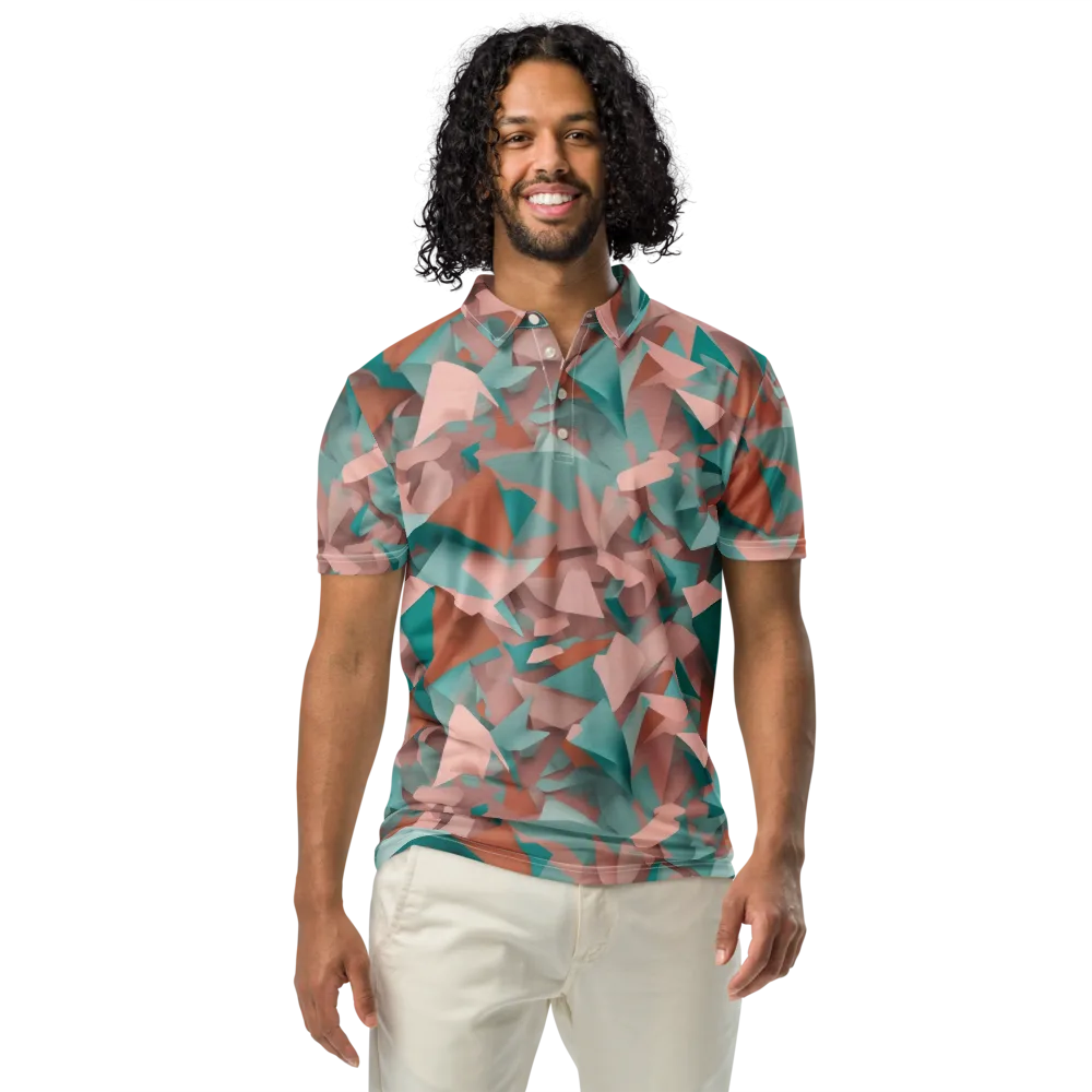Mint Shatter on Men's Slim Fit Polo Shirt — Front