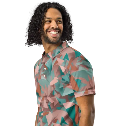 Mint Shatter on a Men's Slim Fit Polo Shirt