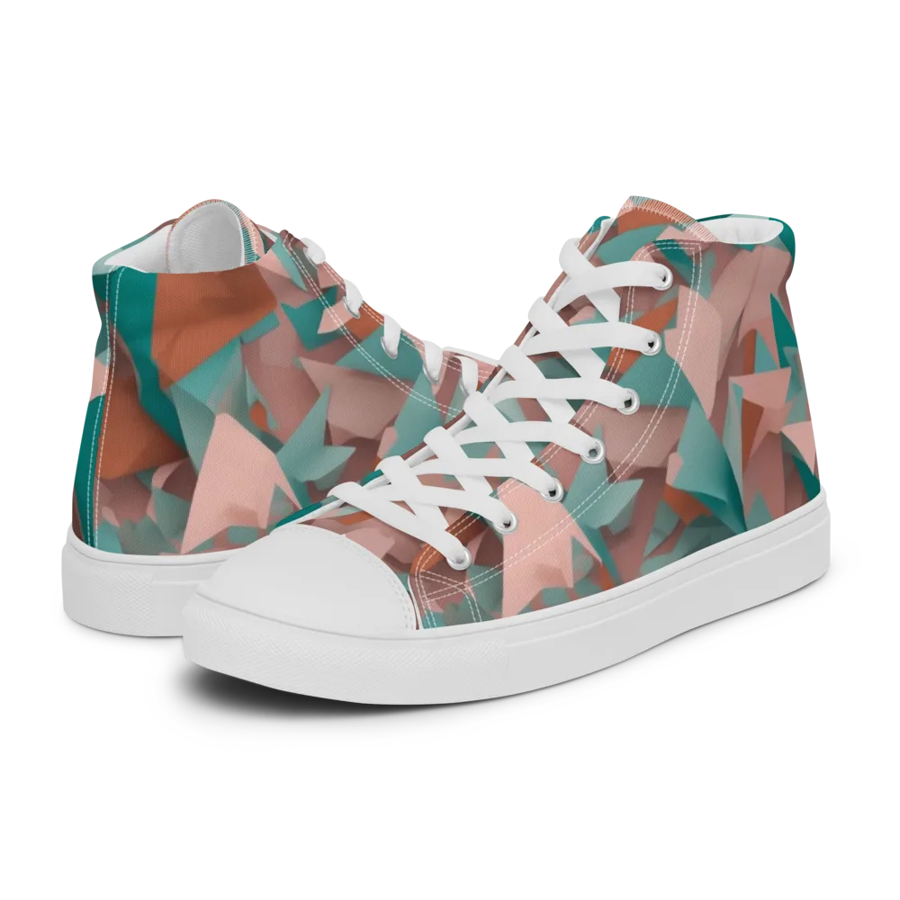 Mint Shatter on Men's High Top Canvas Shoes — Left
