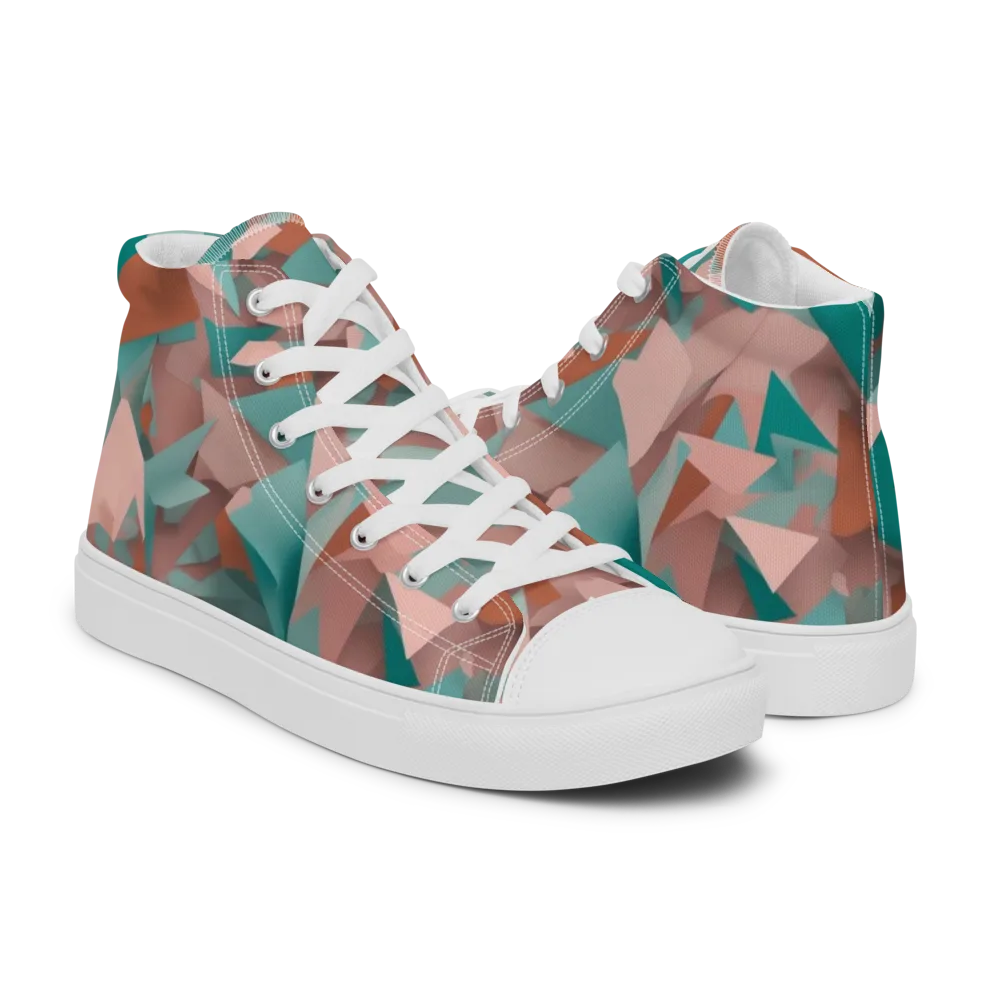 Mint Shatter on Men's High Top Canvas Shoes — Right