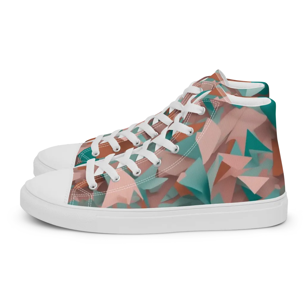 Mint Shatter on Women's High Top Canvas Shoes — Left