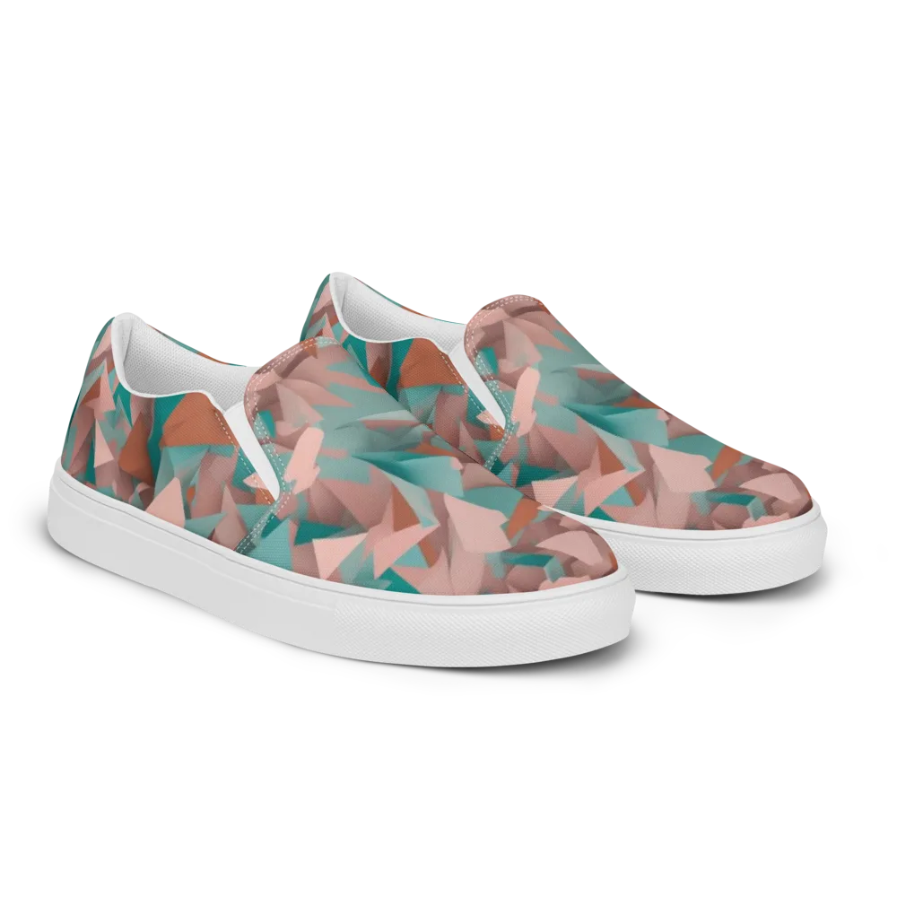 Mint Shatter on Men's Slip-On Canvas Shoes — Right Front