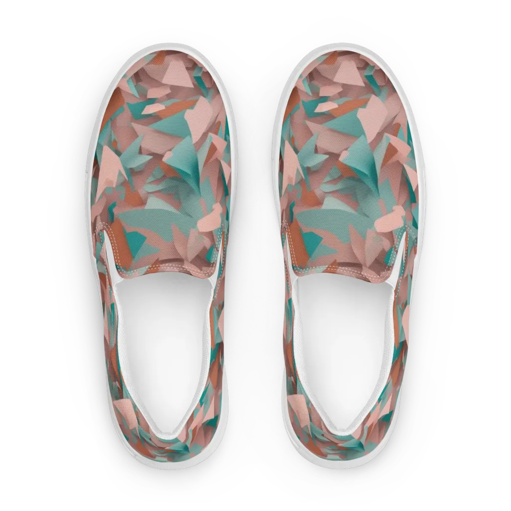 Mint Shatter on Women's Slip-On Canvas Shoes — Front