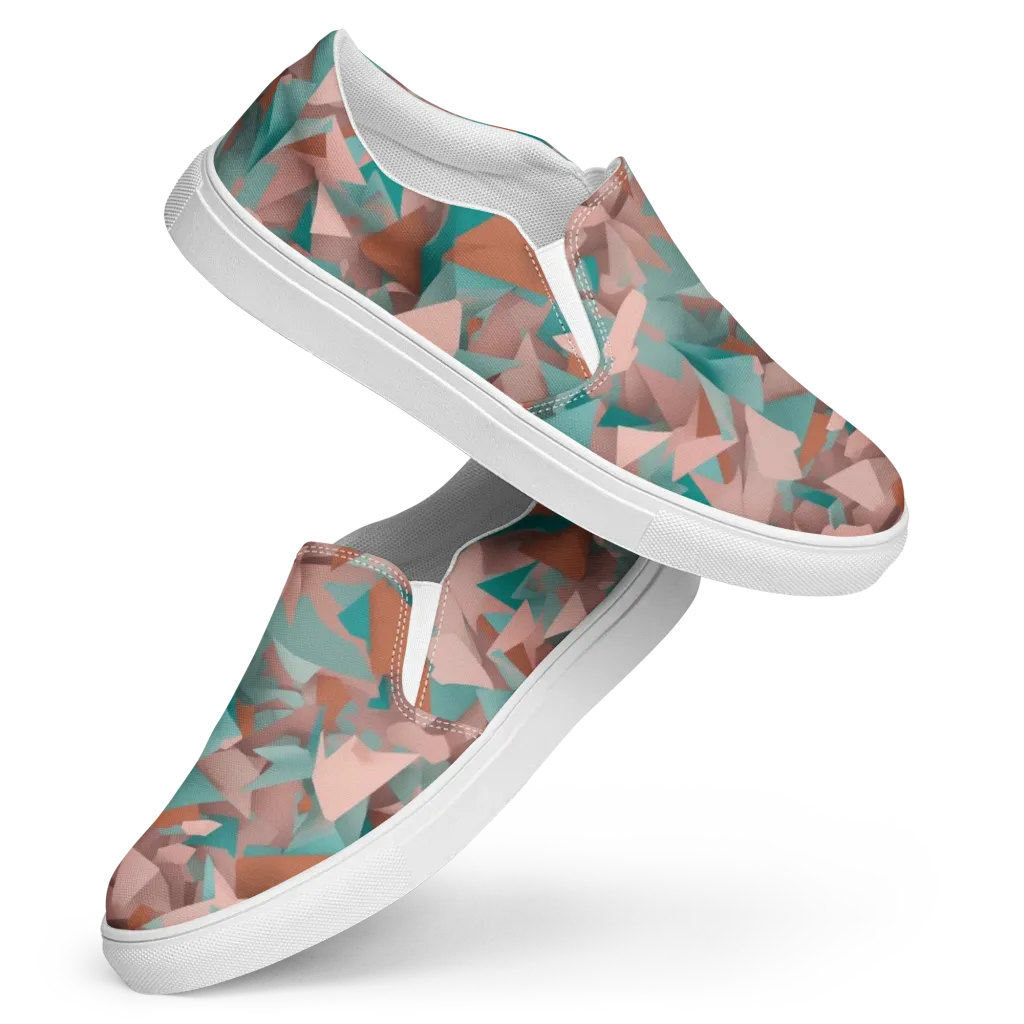 Mint Shatter on Women's Slip-On Canvas Shoes — Front