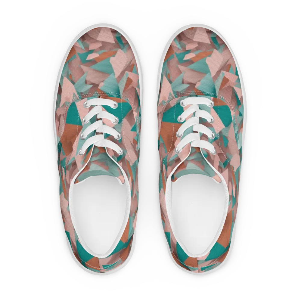 Mint Shatter on Men's Lace-Up Canvas Shoes — Front