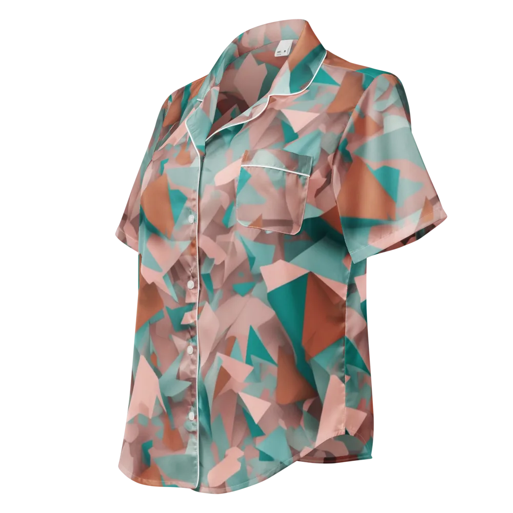 Mint Shatter on Women's Short Sleeve Pajama Top — Left Front