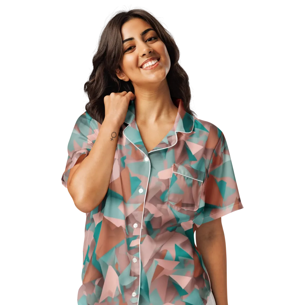 Mint Shatter on Women's Short Sleeve Pajama Top — Front