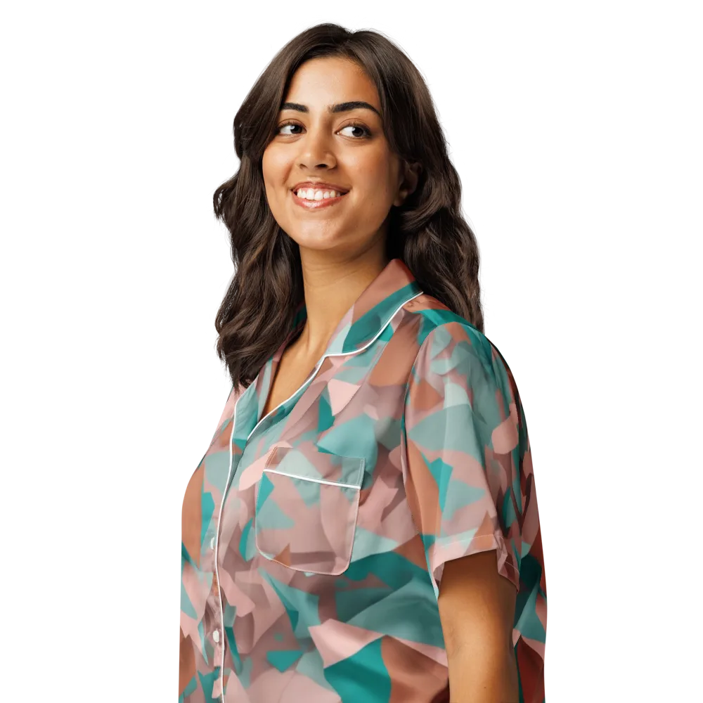 Mint Shatter on Women's Short Sleeve Pajama Top — Left Front